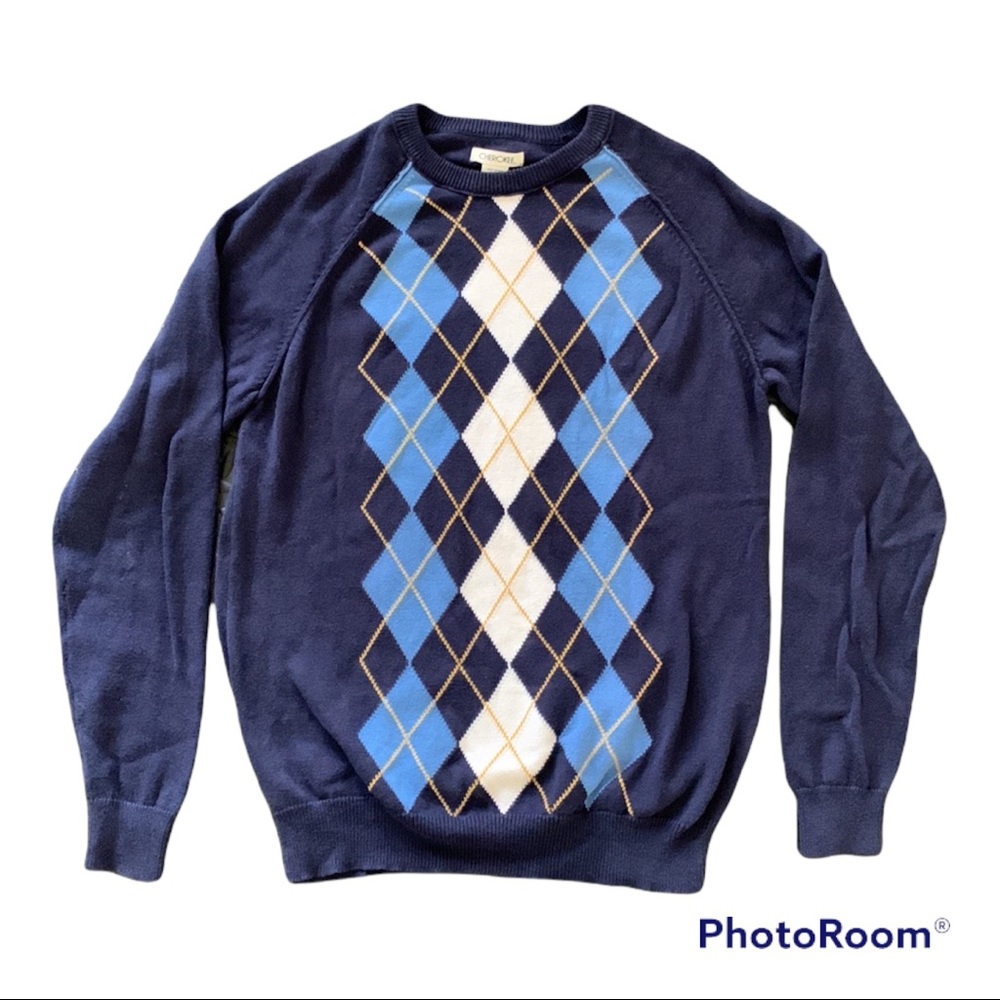 CHEROKEE BOYS UNISEX SWEATER KIDS COTTON ARGYLE PATTERN PULLOVER PREPPY